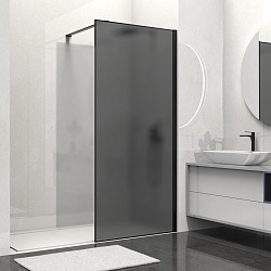 Душевая перегородка Walk-In VSW-1HS100GFB, 1000*2000, черный матовый, стекло матовое тонированное, ,