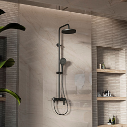 Душевая стойка VSFS-413MB с изливом, черный матовый, , шт