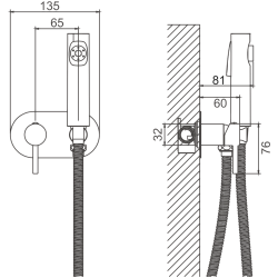 Смеситель с гигиенической лейкой Черный B55807-7