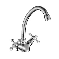 Смеситель для кухни с поворотным изливом, вентильный, высота излива 19 см, длина 13 см, хром