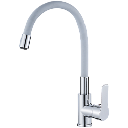 Смеситель для кухни, силиконовый излив, латунь, серый/хром HB70112-3 