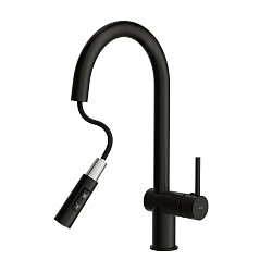 Смеситель для кухни BRASKO с выдвижным изливом черный