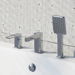 Смеситель на борт ванны на 3 отверстия с керамическим дивертором, Slide, IDDIS, SLISB30i07