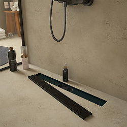 Corpa Nera Grossi/Гросси душевой трап 60 см с гидрозатвором, решетка из нержавеющей стали, черный