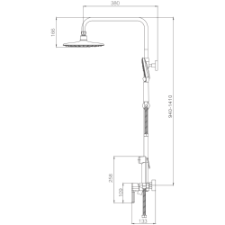 Душевая система, тропический душ, латунь, хром, HB24814