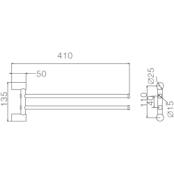 Держатель для полотенец, двойной, поворотный 400 мм, черный HB8412-7