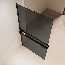 Душевая перегородка Walk-In VSW-1HR110CGB, 1100*2000, черный, стекло тонированное, , шт