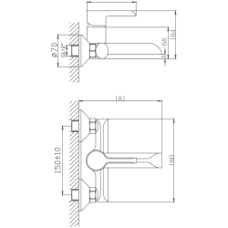 Смеситель для ванны, латунь, белый/хром HB60805-8