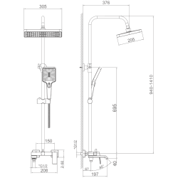 Душевая система, оружейная сталь, HB24575-3