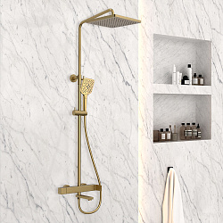 Душевая стойка Cube VSFS-1C1BG с изливом, брашированное золото, , шт