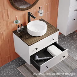 Тумба подвесная, со столешницей МДФ, макадамия орех, 70 см, белый матовый, Torr, IDDIS, TOR70WMi95K 