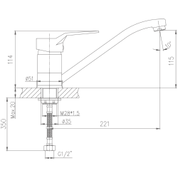 Смеситель для кухни, латунь, хром HB4963