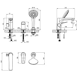 ВЫВОД BRONX Встраиваемый смеситель на борт ванны на 3 отверстия, латунь/белый матовый, LM3745MW