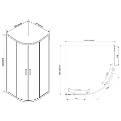Душевой уголок Garda VSQ-1G900CL, 900*900, хром, стекло прозрачное , , шт