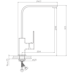 Смеситель для кухни, латунь, черный HB70615-7