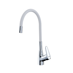 SINTUR Cмеситель для кухни с гибким силиконовым изливом, хром/белый