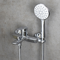 VERBA Смеситель для ванны с коротким изливом, поворотный переключатель, латунь/хром, LM11414C