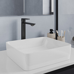 Смеситель для настольного умывальника, чёрный матовый, Maze, Milardo, MAZBL01M01