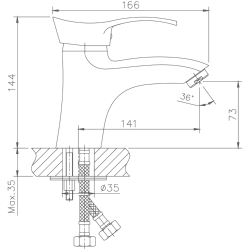 Смеситель для раковины, латунь, хром HB1001