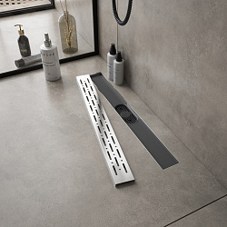 Corpa Nera Grossi/Гросси душевой трап 60 см с гидрозатвором, решетка из нержавеющей стали, хром