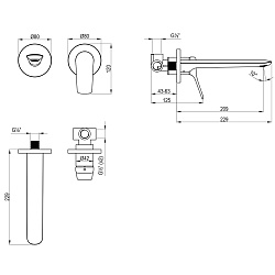 ORTUS Встраиваемый смеситель для раковины, излив 22,9 см, латунь/хром, LM11326C