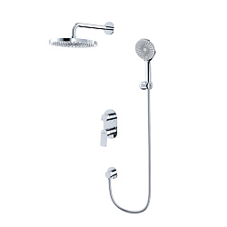 Встраиваемая душевая система с тропическим душем без излива, хром