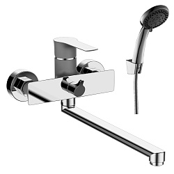 Смеситель универсальный с плоским изливом 32 см, поворотный переключатель, 3-х реж.лейка, RS35-32PC