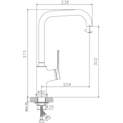Смеситель для кухни, латунь, хром HB70572
