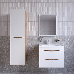 Тумба с умывальником, подвесная, 60 см, белая/золотистый дуб, Cloud, IDDIS, CLO60Y0i95K