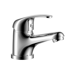 Смеситель для раковины, монолитный, высота излива 5 см, длина 10 см, латунь/хром