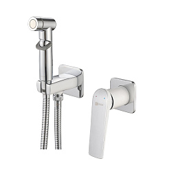 Встраиваемый смеситель с гигиеническим душем, латунь/хром/белый LM5920CW