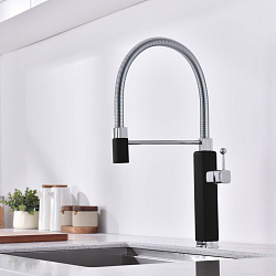 Смеситель для кухни Vincea VKF-101MB, черный, , шт