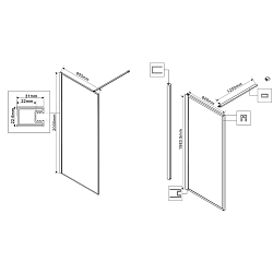 Душевая перегородка Волк-Ин (Walk-In) VSW-1HP900GWBG, 900*2000, брашированное золото, стекло лам. с 