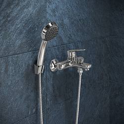 Aringa Рейн смеситель для ванны и душа с аксессуарами, хром