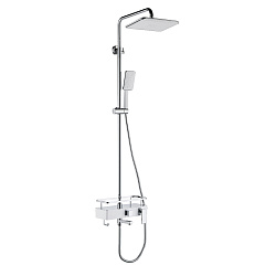 TROPIK Душевая система с верхним душем 29х19 см и поворотным изливом, латунь/хром/белый, LM7013C