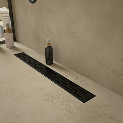 Corpa Nera Grossi/Гросси душевой трап 60 см с гидрозатвором, решетка из нержавеющей стали, черный