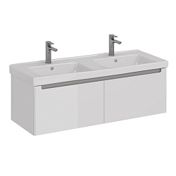 Тумба Lemark BUNO MINI 125 см под 2 раковины, подвесная, 2 ящика, цвет планки: Серый, цвет корпуса,