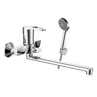 Смеситель универсальный с плоским изливом 30 см, поворотный переключатель, хром, DR70043