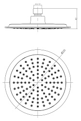 Лейка душевая верхняя, круглая, Ø20см, пластик/хром, блистер