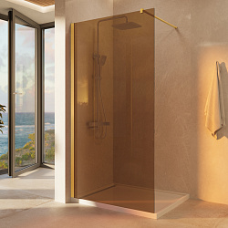 Душевая перегородка Walk-In VSW-1H900GSG, 900*2000, брашированное золото, стекло янтарь, , шт