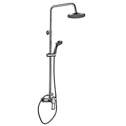 Душевая система с верхним душем Ø20 см, регулируемая высота 0,96~1,6м, латунь/хром