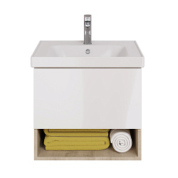 DREJA.eco Тумба PERFECTO 60 см, подвесная, 1 ящик, дуб эврика/белый глянец (Grace 60)