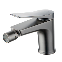 Смеситель для биде, высота излива 7 см, длина 14 см, с донным клапаном клик-клак, латунь/графит