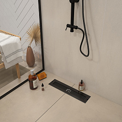 Corpa Nera Grossi/Гросси душевой трап 10х40 с сухим затвором, вертикальный выпуск, черный