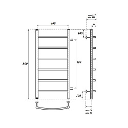 Полотенцесушитель водяной Point Афина PN04548 П6 400x800 с боковым подключением 500, хром