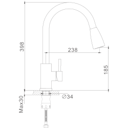 Смеситель для кухни, выдвижной излив, нержавеющая сталь HB73304-2