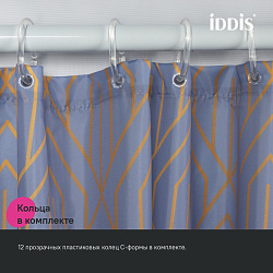ВЫВОД Штора для ванной, 200x180 см, Полиэстер, фиолетовый, IDDIS, BG02P18i11