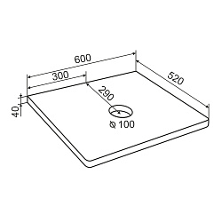 Столешница из массива NORDIC 600*520*40 /ясень /с отв. под раковину/