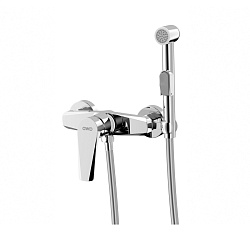 Смеситель с гигиеническим душем настенный, хром