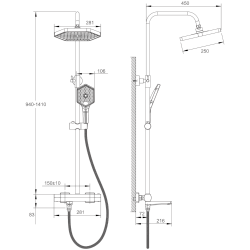 Душевая система, черный, HB24726-7